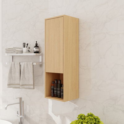 12" Floating Bathroom Side Cabinet With Soft Close Door And Shelf