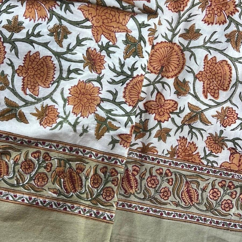 Handcrafted Floral Tablecloth, 72" W x 135" L