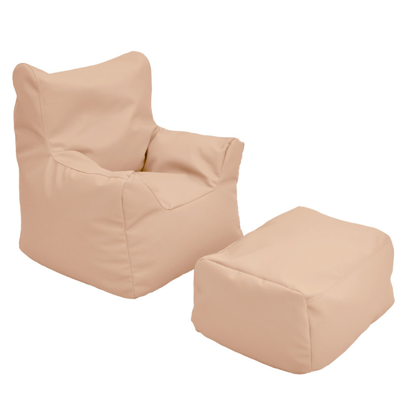 Fauteuil confortable et repose-pieds, Polyuréthane brun clair