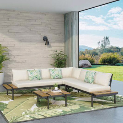 5 Seater Sectional Sofa Set, With Cushions Outdoor Patio