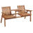 Patio Bench, Garden Bench With Middle Table And Umbrella Hole, Wooden Outdoor Bench For Patio, Porch, Poolside, Balcony
