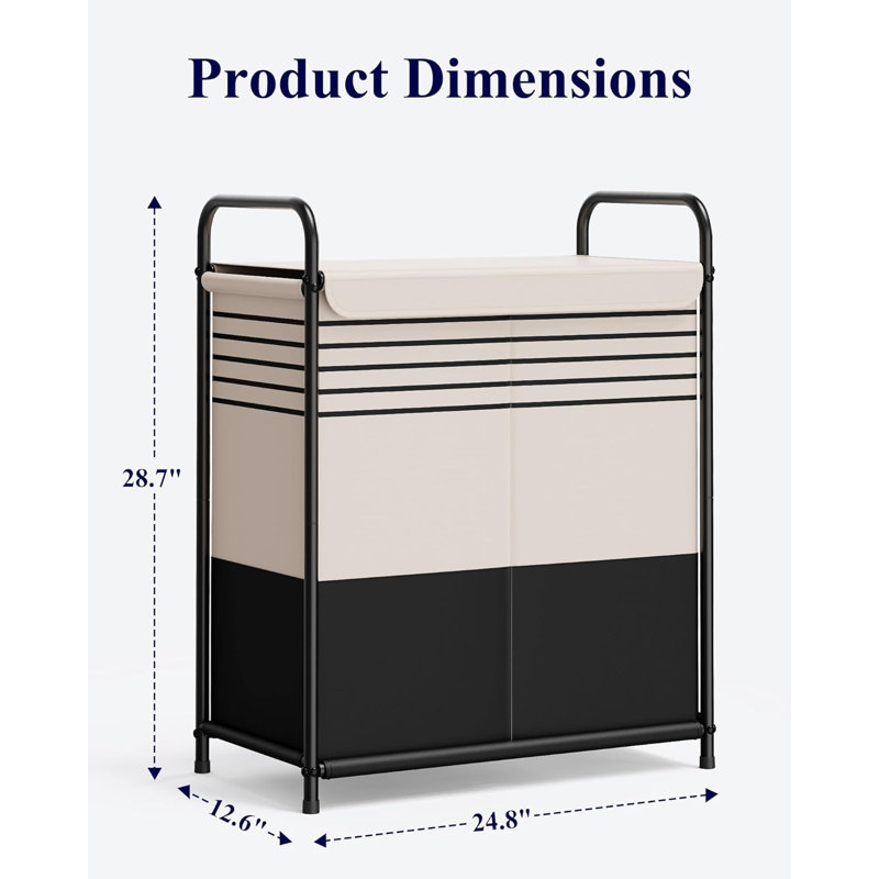Dual Compartment Laundry Hamper with Flip-Top Lid, 2-Section Dirty Clothes Sorter with Removable Liners for Bedroom Laundry Room