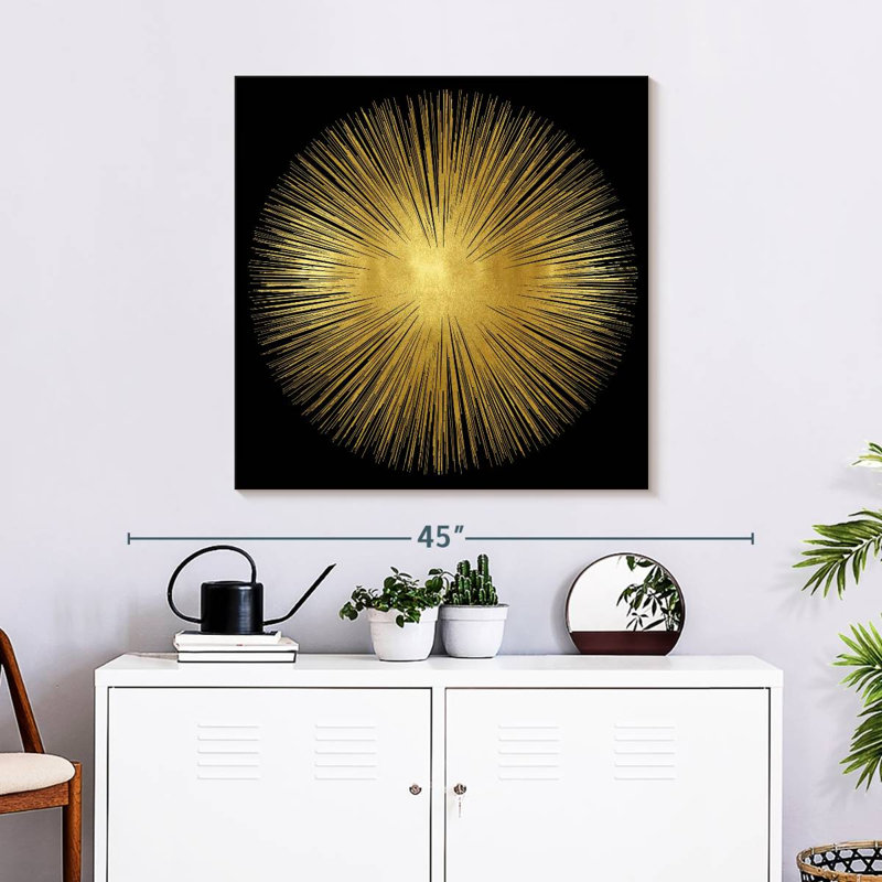 Soleil levant sur fond noir I, H 30 po x l 30 po