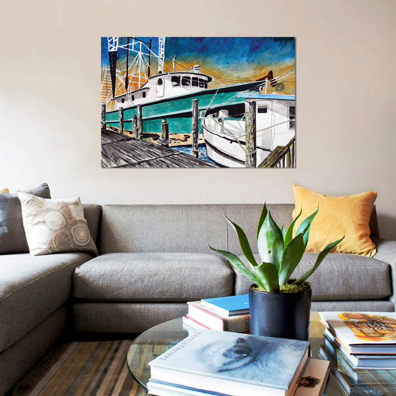 « crevette bateau ii », reproduction d’impression sur toile, H 8 po x l 12 po x P 0,75 po, Toile tendue, Pas de tapis
