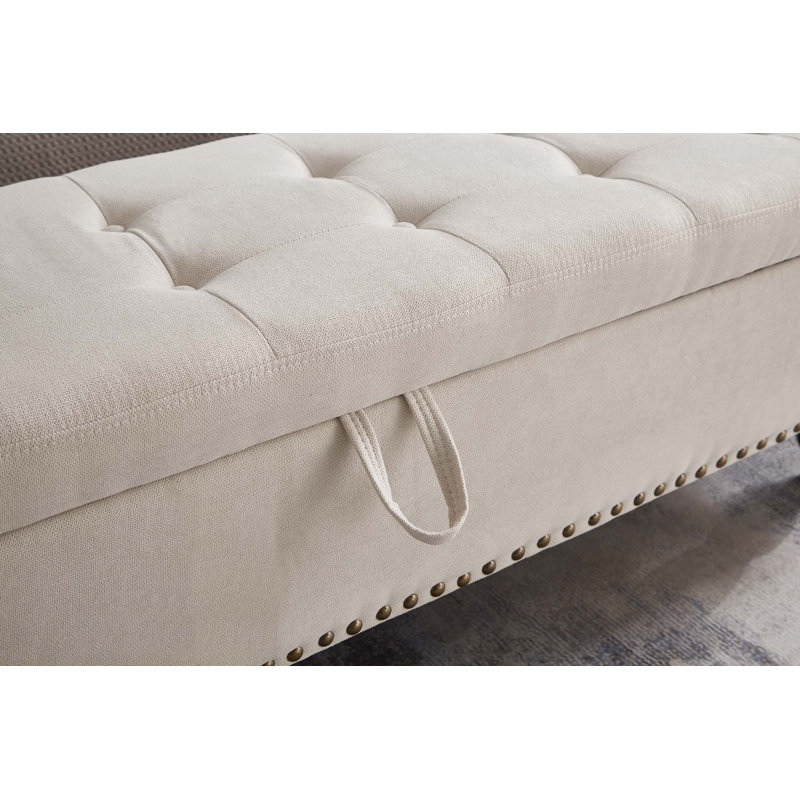 Banc de lit 59 po avec rangement, Beige
