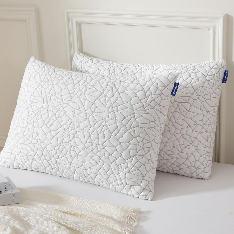 Oreiller doux en mousse à mémoire de forme avec support amovible et support moyen (ensemble de 2), 20 po x 28 po