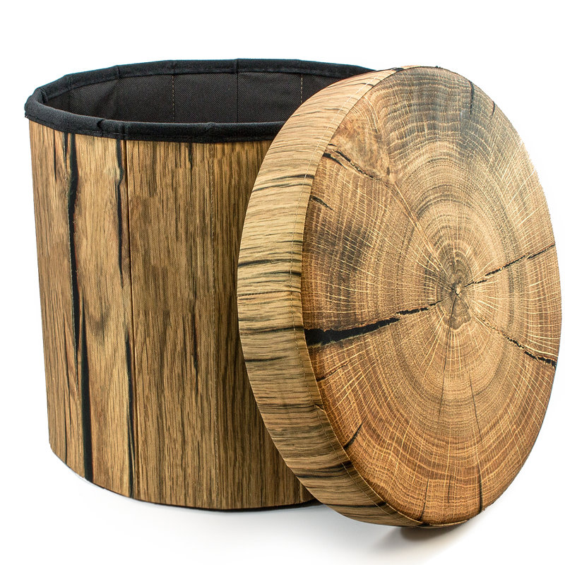 Sorbus Storage Ottoman Foldable with Lid in Log Print, Brown