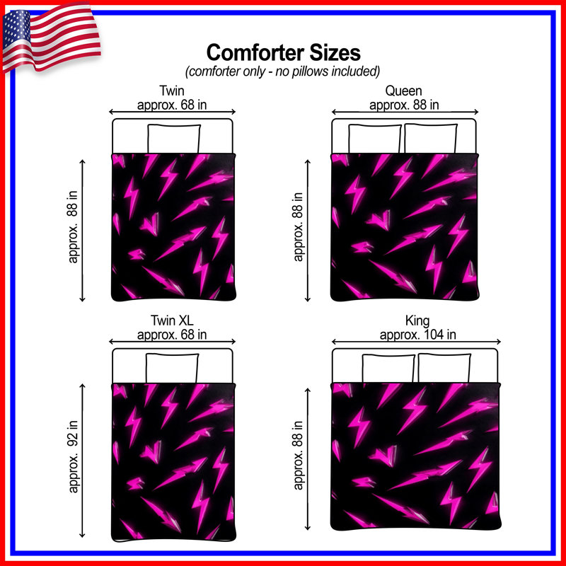 Pink Lightning Bolts Comforter, Queen