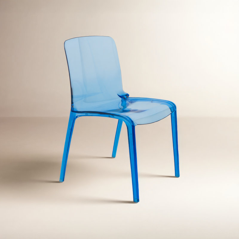 Chaise de salle à manger empilable Lade, Bleu transparent, Individuel