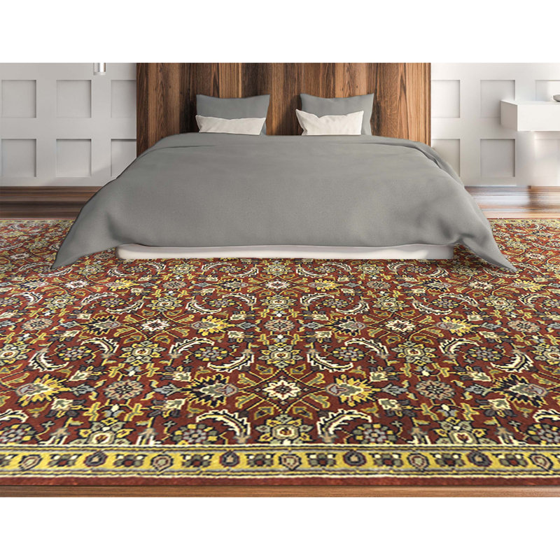 Damask Area Rug in Navy, Rectangle 4' x 6'