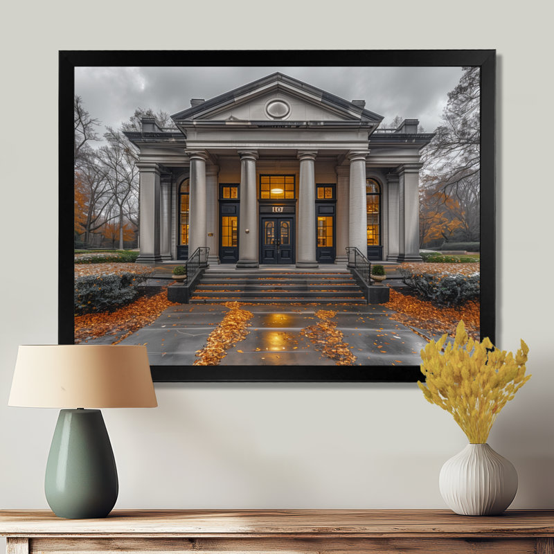 «Geter Prosperity and Pride Banks in Autumn» - Décoration murale Banks, Toile encadrée noire simple