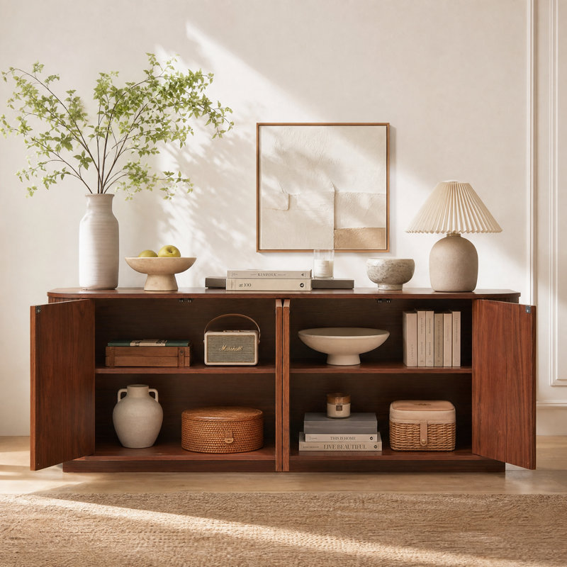 Buffet avec panneaux à ressorts Modern Wave, Noyer