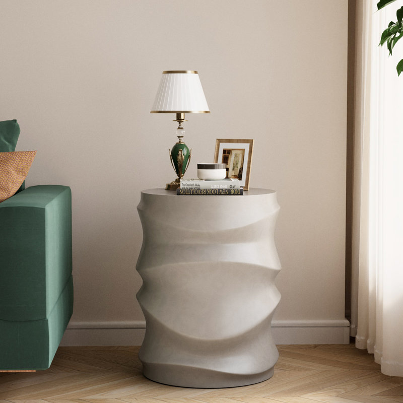  Concrete Outdoor Side Table, Gray, Set of 2