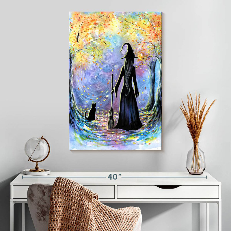 Kelan Witch And Black Cat, 30" H x 20" W