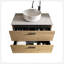Élégant meuble-lavabo rayé en chêne naturel avec lavabo en céramique, meuble-lavabo autoportant pour salle de bain moderne, KD-842651655