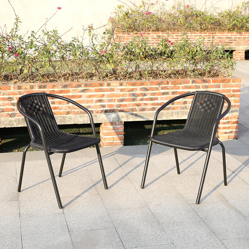 Gisbelle Stackable Outdoor Patio Dining Armchair, Black