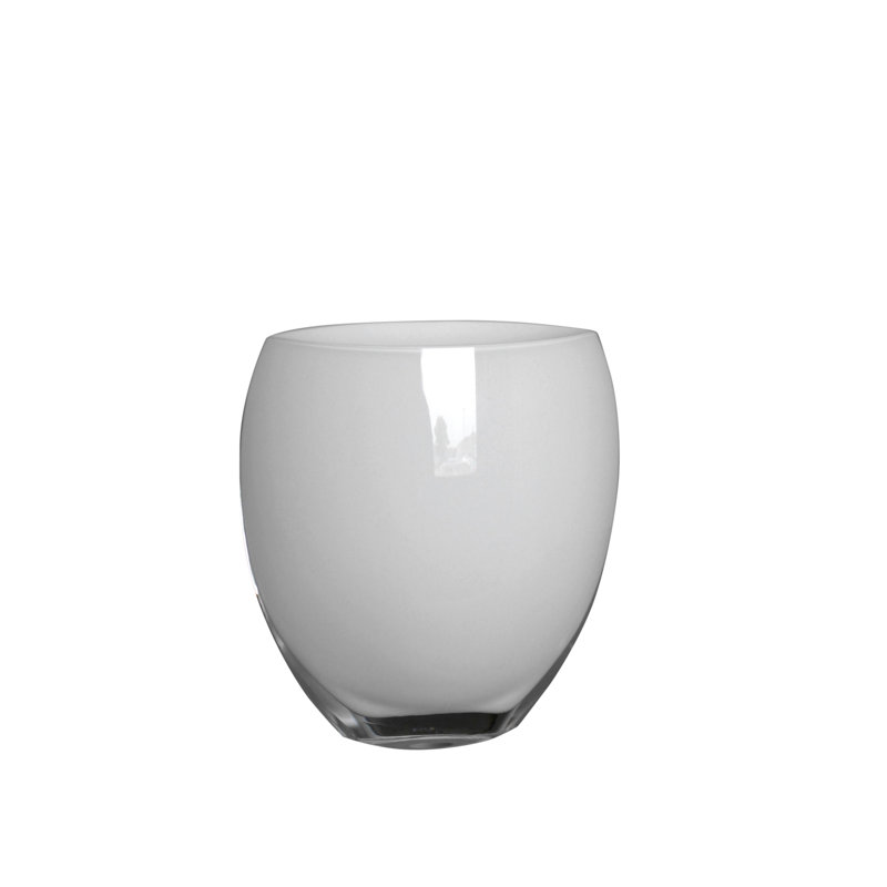 Cialan Glass Table Vase, White, 8.5" H x 7.5" W x 3.75" D