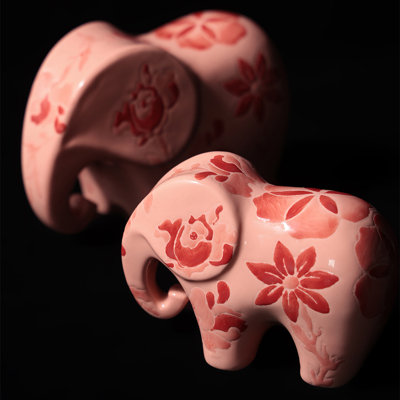 Pink Elephant Ceramic Decorative Object