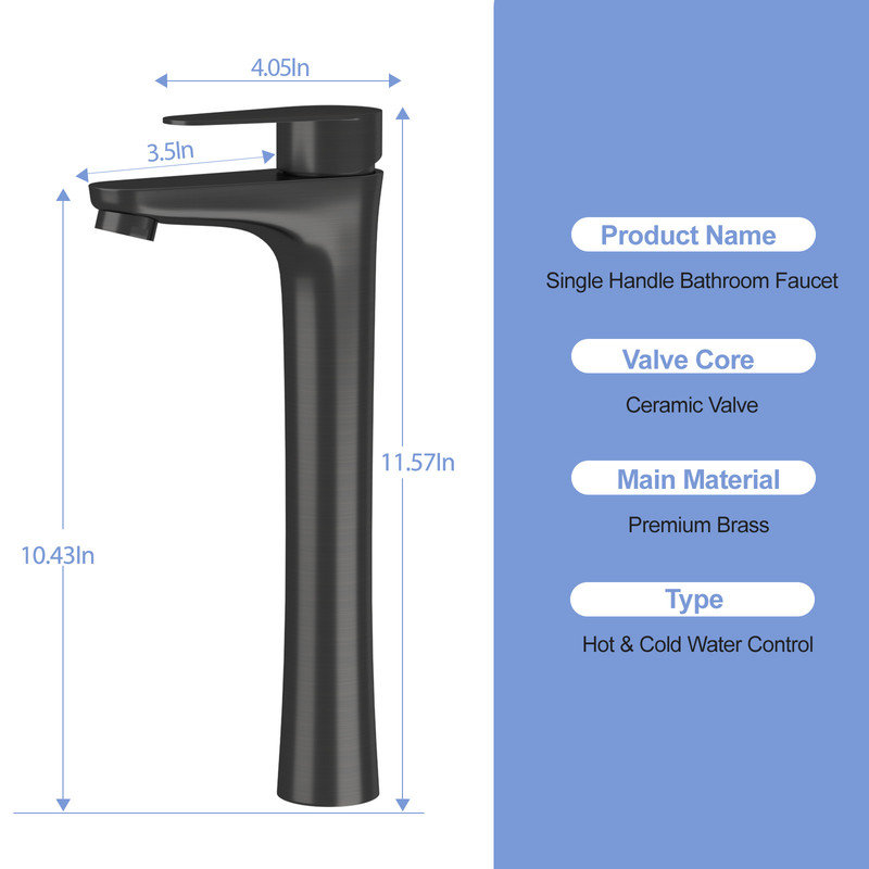 Tall Single Handle Vessel Sink Faucet for Modern Bathroom Vanities