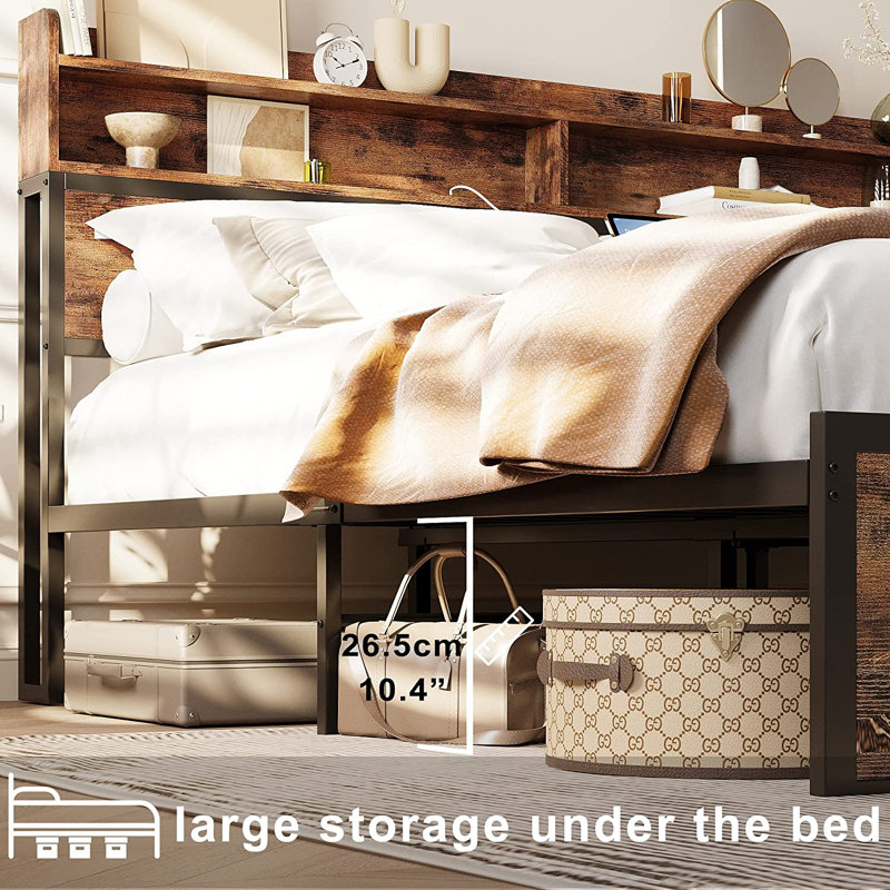 Lihensky Bed Frame with Storage Headboard, King