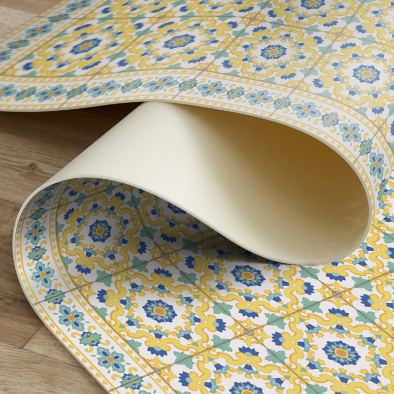 Calidoscopi Yellow Easy to Clean Kitchen Mat, Rectangle 2'6" x 6'5"