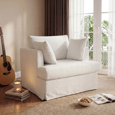  Fauteuil d'appoint surdimensionné, fauteuil à accoudoirs simples rembourrés 40,2 po avec siège de 30 po, housse amovible, dossier moelleux, 2 coussins décoratifs pour le salon