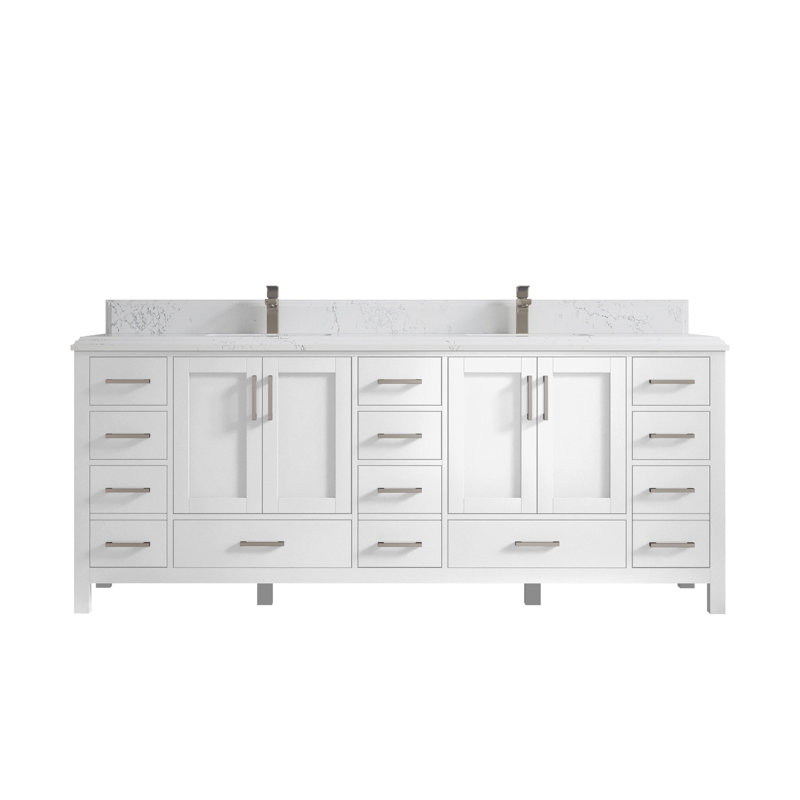 Malibu 84'' Double Bathroom Vanity with Quartz Top