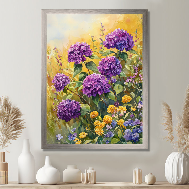 Lara - Impression sur toile florale, H 32 po x l 16 po, Argent argent, Reproduction encadrée d'une seule photo