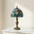 Green Baroque Table Lamp, Stained Glass Nightstand Table Light With Bulb And Switch