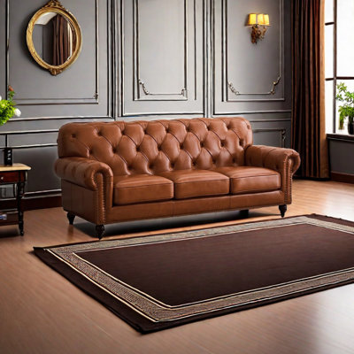 Tanyeka European light luxury retro leather sofa