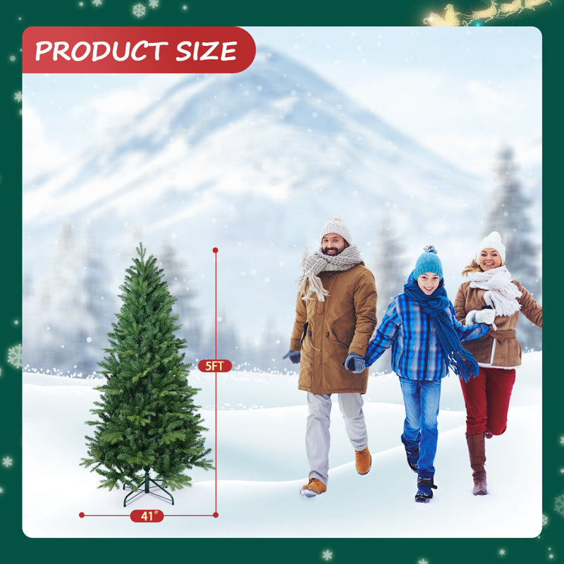 Arbre de Noël artificiel 5 pi avec 756 pointes PE + PVC - support en métal stable, 5'