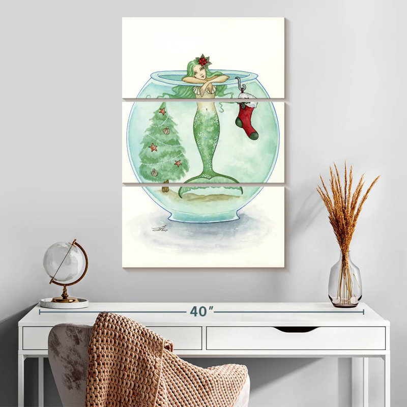 Kelan sirène en attente du père Noël, H 32 po x l 20 po