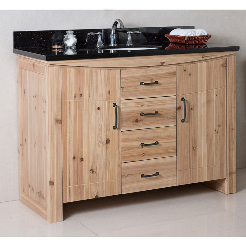 Genoa 48'' Single Bathroom Vanity with Top, Black