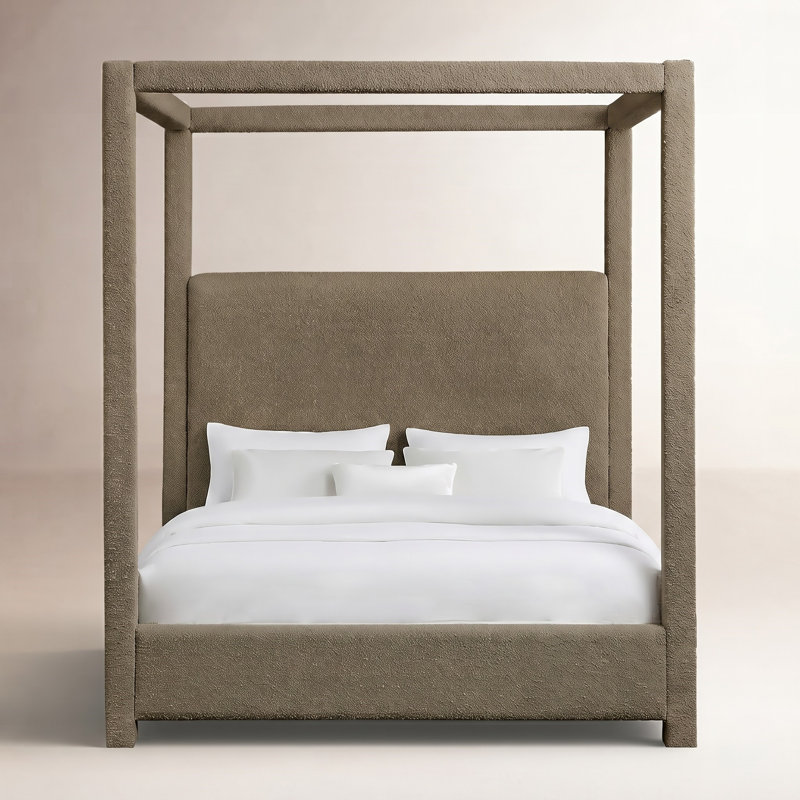 Denn Donnelly Bed, Olive Boucle Fabric, Queen