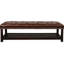 Banc de 60 po avec repose-pieds en cuir, chambre à coucher et salon, brun foncé avec pattes, rangement pour chaussures long, revêtement