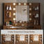 Ensemble de coiffeuse moderne avec miroir Guram avec miroir, dix ampoules et lumière réglable Dazzle, 7 tiroirs et tabouret, prise de courant USB-1259844276-1256178024