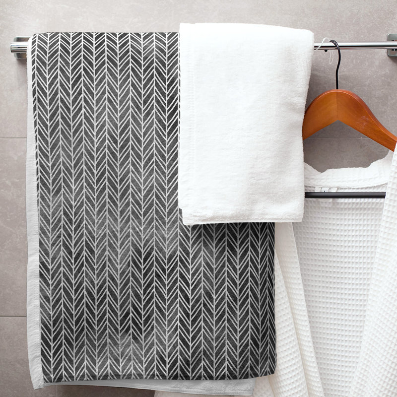 Serviette de bain à chevrons, Noir