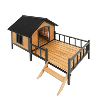 Large Outdoor Canine House With Strong Iron Frame And Relaxing Area Vintage Dog Kennel Metal Wood Roof Porch