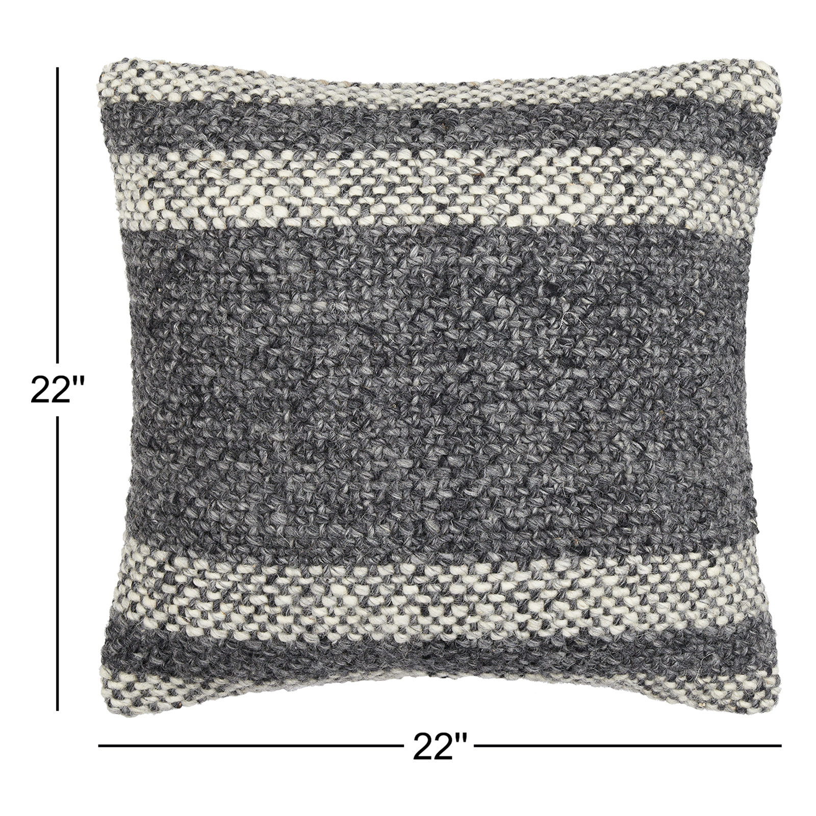 Serephine Striped Wool/Cotton Pillow Cover, 18"H x 18"W, Pillow Cover Only - No Insert, Gray/Beige