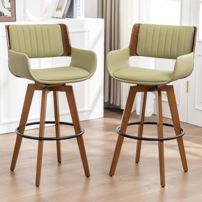 Modern Faux Leather Upholstered Swivel Stools