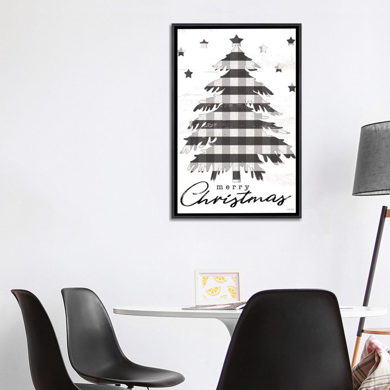 " Merry Christmas Tree And Stars " by Cindy Jacobs, Distressed Black Framed, 40" H x 26" W x 1.5" D, No Mat