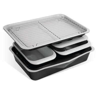 Ensemble de plats de cuisson empilables noirs 6 pièces Gotham Steel