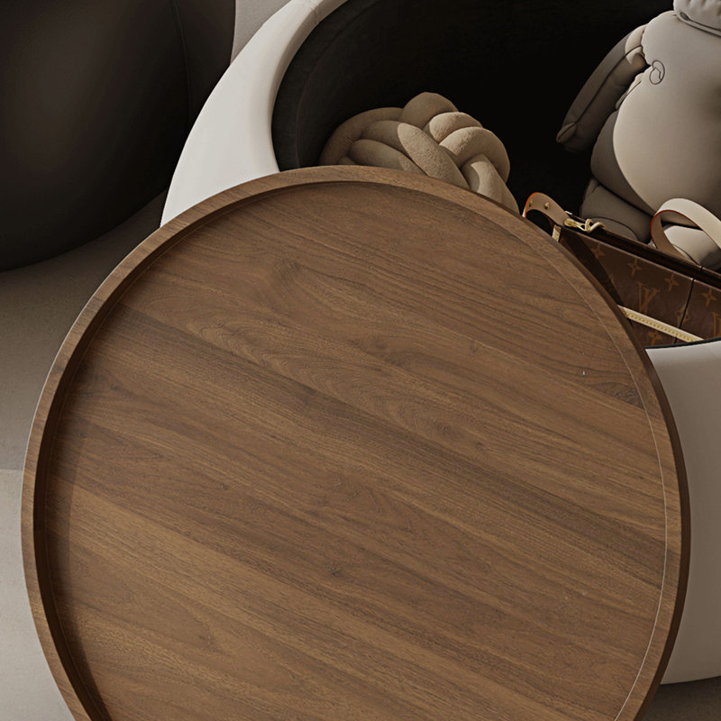 Table basse ronde de luxe légère, Noyer foncé