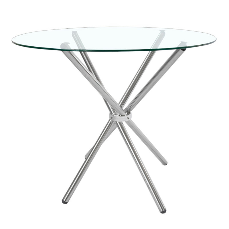 Dechanel Round Glass Top Metal Base Dining Table