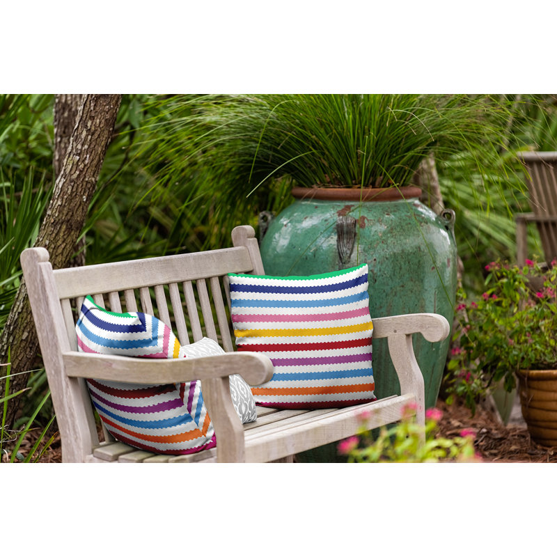 Striped Polyester Indoor/Outdoor Throw Pillow, 20" H x 20" W, Square