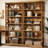 71" Industrial 6-Tier Bookshelf with Decorative Side Panels, Rustic Brown