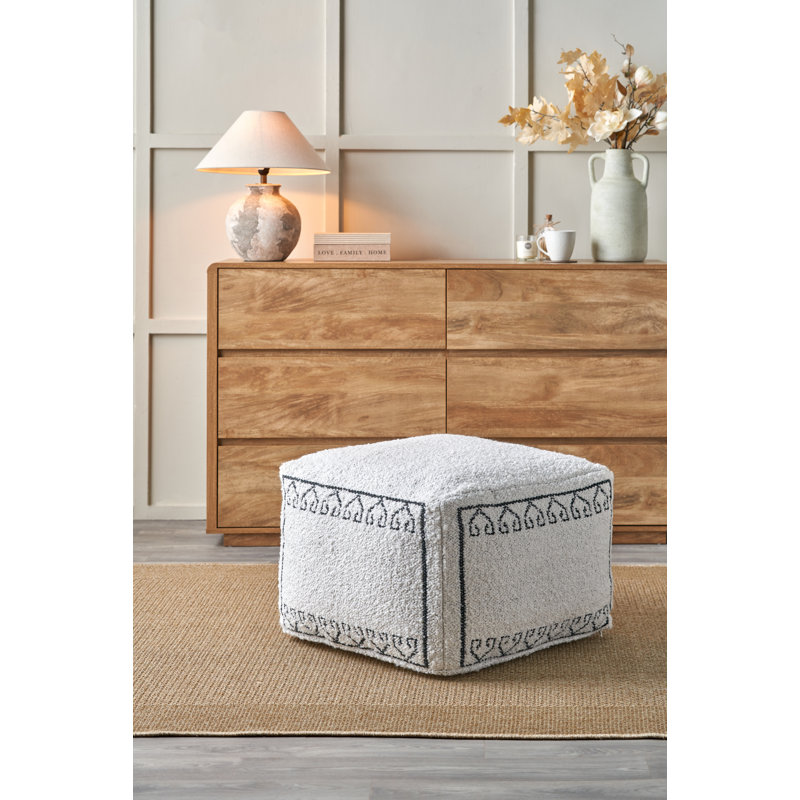 Greek Key Upholstered Outdoor Ottoman