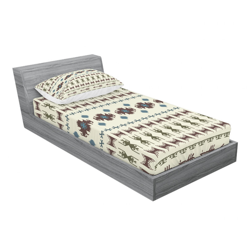 Microfiber Ikat Sheet Set, Twin Sheet Set with Fitted Sheet