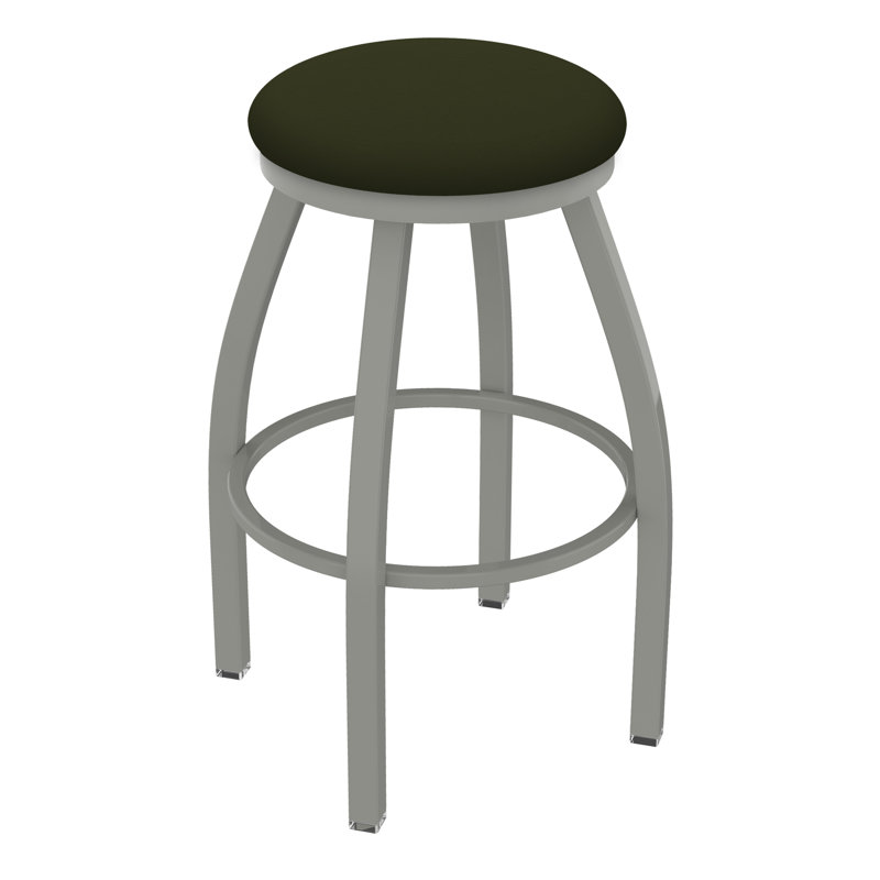 Cragin Swivel Upholstered Counter Stool, Anodized Nickel, Vinyl-Canter Pine, Bar Stool (30” Seat Height)