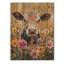 Vache marguerites avec hibiscus III - Décoration murale animal en bois de vache - sur bois de pin naturel-1504971681